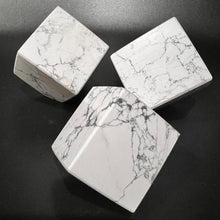 Load image into Gallery viewer, Howlite Cube Shaped Crystal Carving