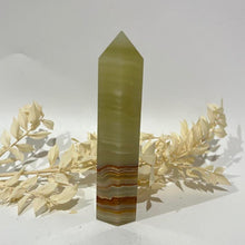 Load image into Gallery viewer, Banded Green Onyx Crystal Tower Point Generator