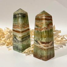Load image into Gallery viewer, Green Banded Calcite Crystal Tower Metaphysical, Crystals, Healing, Stone