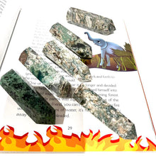 Load image into Gallery viewer, Moss Agate Crystal Tower Point Generator Gift Green Crystal
