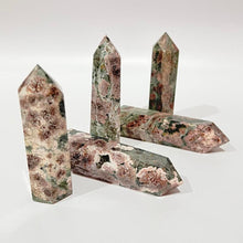 Load image into Gallery viewer, Green Flower Jasper Crystal Tower Point Generator