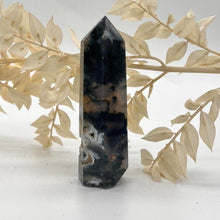Load image into Gallery viewer, Moss Agate Crystal Tower Point Generator