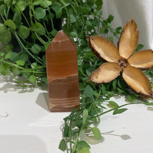 Load image into Gallery viewer, Honey Calcite Crystal Tower Point Obelisk Generator