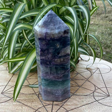 Load image into Gallery viewer, Purple / Blue Fluorite Crystal Tower Point Generator