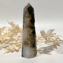 Load image into Gallery viewer, Moss Agate Crystal Tower Point Generator