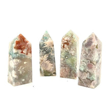 Load image into Gallery viewer, Green Flower Agate Crystal Tower Point Generator