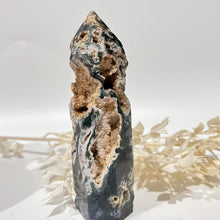 Load image into Gallery viewer, Moss Agate Crystal Tower Point Generator