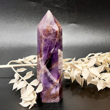 Load image into Gallery viewer, Chevron Amethyst Dream Amethyst Crystal Tower Point Generator