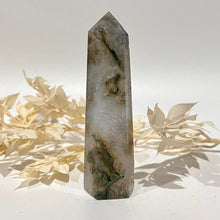 Load image into Gallery viewer, Moss Agate Crystal Tower Point Generator