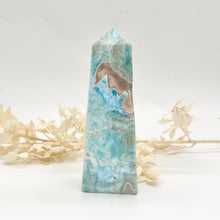 Load image into Gallery viewer, Blue Aragonite Crystal Tower Obelisk Crystal Tower Blue Crystal