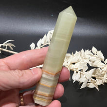 Load image into Gallery viewer, Green Banded Onyx Crystal Tower Point Generator