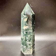 Load image into Gallery viewer, Moss Agate Crystal Tower Point Generator