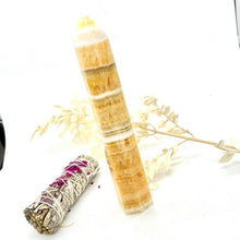Load image into Gallery viewer, Orange Banded Calcite Crystal Tower Point Generator Orange Crystal Stone