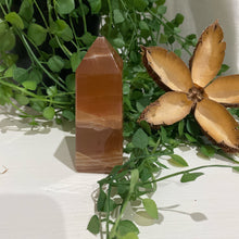 Load image into Gallery viewer, Honey Calcite Crystal Tower Point Obelisk Generator