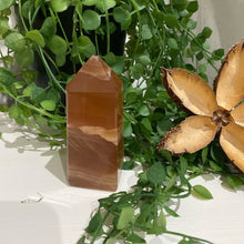 Load image into Gallery viewer, Honey Calcite Crystal Tower Point Obelisk Generator