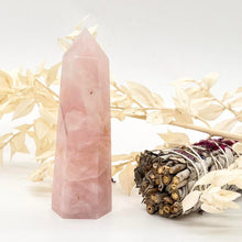 Load image into Gallery viewer, Rose Quartz Crystal Tower With Moon Phases