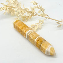Load image into Gallery viewer, Orange Banded Calcite Crystal Tower Point Generator Orange Crystal Stone