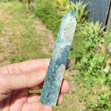 Load image into Gallery viewer, Moss Agate Crystal Tower Point Generator