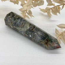 Load image into Gallery viewer, Moss Agate Crystal Tower Point Generator