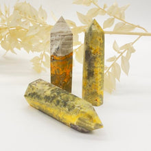 Load image into Gallery viewer, Bumble Bee Jasper Tower Point Polished Generator