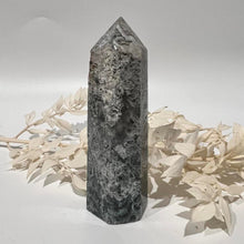 Load image into Gallery viewer, Moss Agate Crystal Tower Point Generator