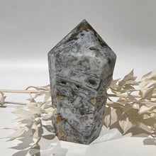 Load image into Gallery viewer, Moss Agate Crystal Tower Point Generator