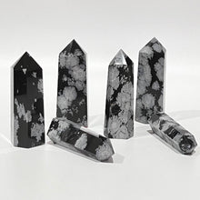 Load image into Gallery viewer, Snowflake Obsidian Crystal Tower Point Generator