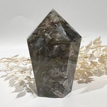 Load image into Gallery viewer, Moss Agate Crystal Tower Point Generator
