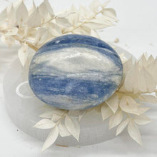 Load image into Gallery viewer, Blue Calcite Crystal Palm Stone Blue Crystal
