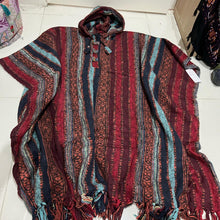 Load image into Gallery viewer, Boho Poncho With Hood Boho Hippie Festival Handmade in Nepal
