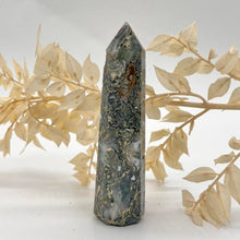 Load image into Gallery viewer, Moss Agate Crystal Tower Point Generator