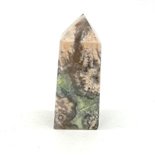 Load image into Gallery viewer, Green Flower Agate Crystal Tower Point Generator