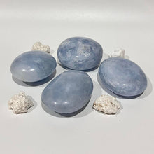 Load image into Gallery viewer, Blue Calcite Crystal Palm Stone Palmstone