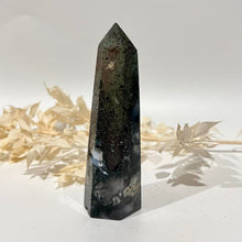 Load image into Gallery viewer, Moss Agate Crystal Tower Point Generator