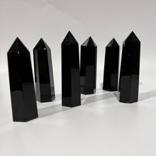 Load image into Gallery viewer, Black Obsidian Tower Point Generator Crystal
