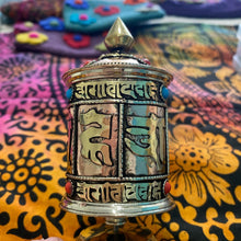 Load image into Gallery viewer, Tibetan prayer wheel made of copper and brass