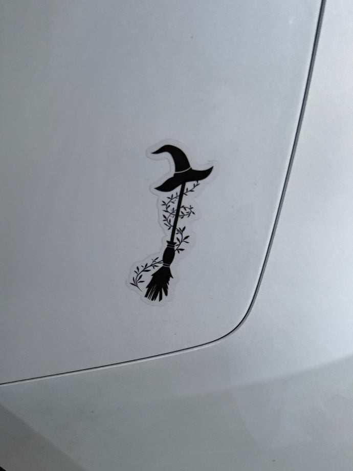 Vinyl Car / Window / Glass Sticker “  Witches Broom ” Size 12cm  x 10cm