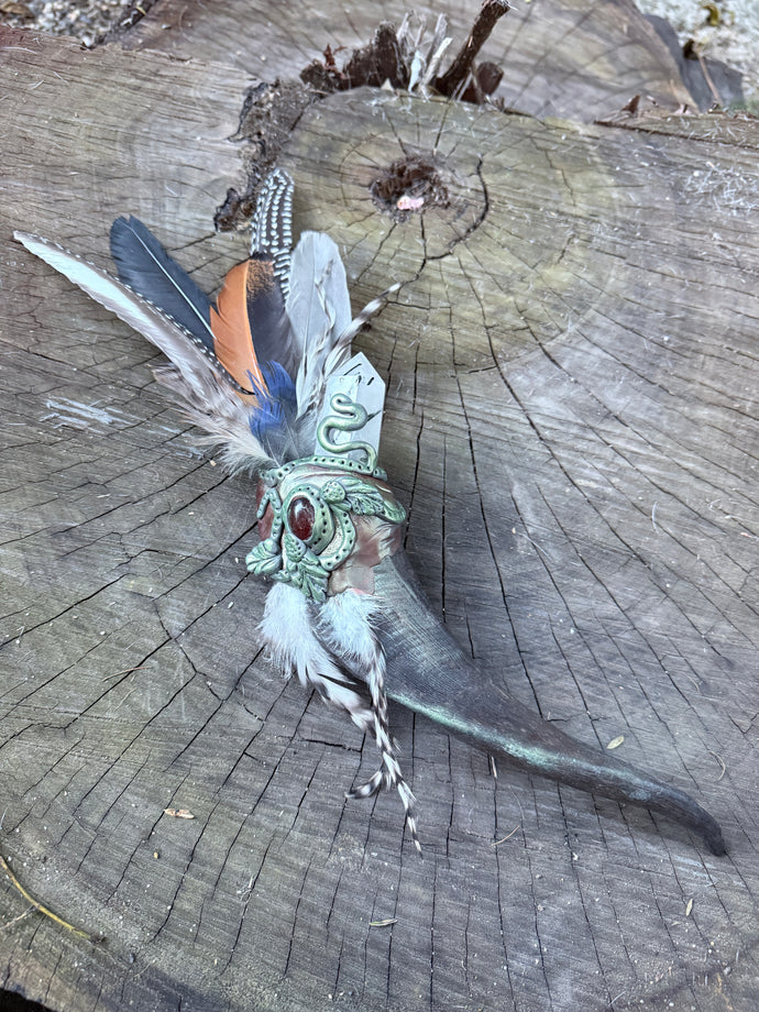 Handcrafted Ceremonial Smudge Wand - “The Guardian of the Underworld”