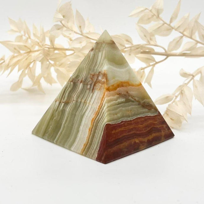 Green Onyx Crystal Pyramid Gift for Her Crystal Carving