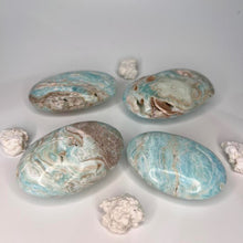 Load image into Gallery viewer, Blue Aragonite Palm Stone Blue Crystal Palm Stone
