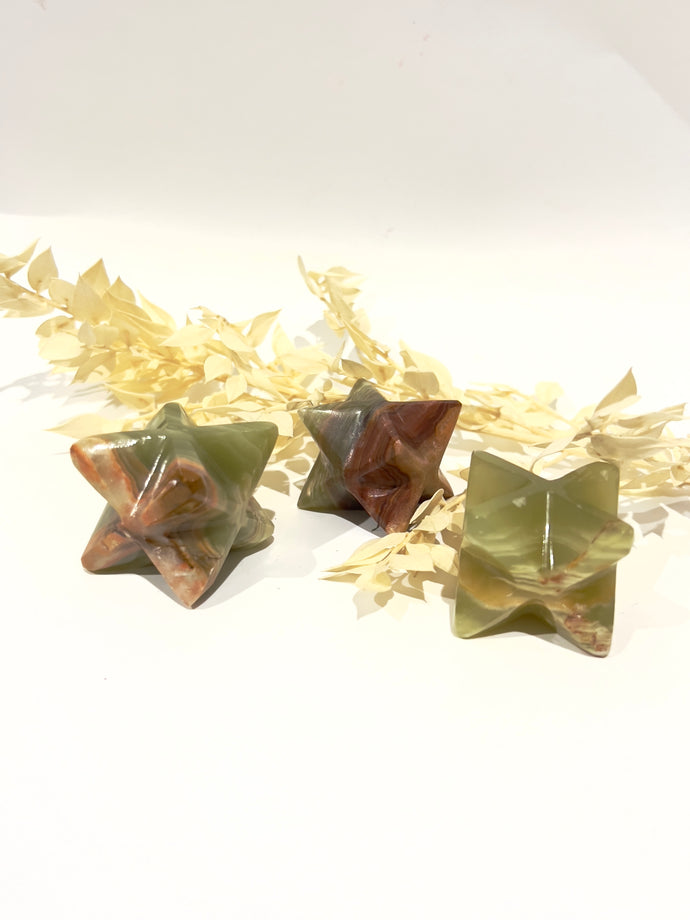 Green Onyx Merkaba Crystal Carving