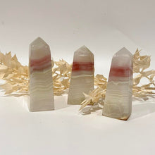 Load image into Gallery viewer, Pink Banded Onyx Crystal Tower Point  Obelisk Gift

