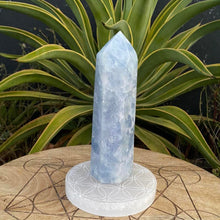 Load image into Gallery viewer, Blue Calcite Crystal Tower Point Generator
