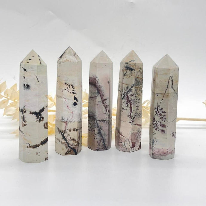 Dendritic Picture Jasper Tower Point Generator stone Crystal