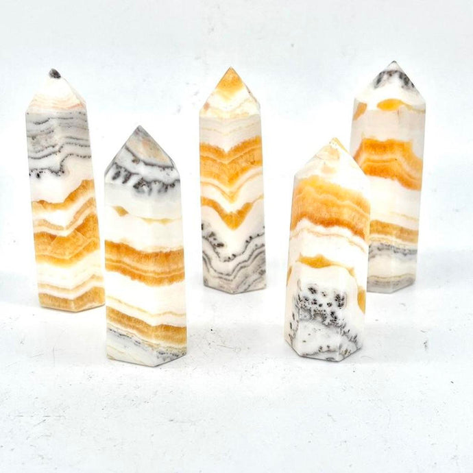 Dendritic Orange Calcite Crystal Tower Point Generator Gift for Her