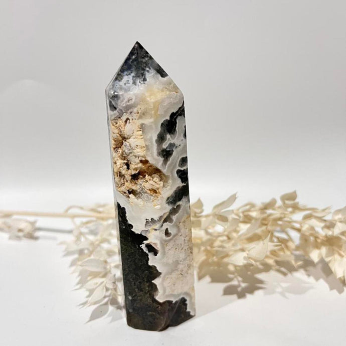 Moss Agate Crystal Tower Point Generator