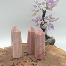 Load image into Gallery viewer, Pink Petrified Wood Crystal Tower Point Generator
