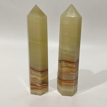 Load image into Gallery viewer, Green Banded Green Onyx Crystal Tower Point Generator
