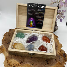 Load image into Gallery viewer, Crystal Chakra Large Tumble Stone Gift Set in Wooden Presentation Box
