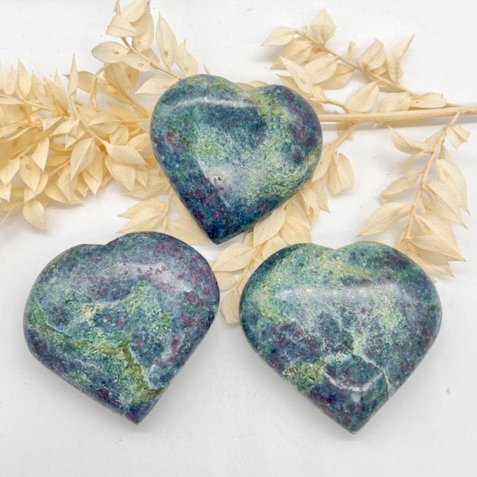 Ruby, Fuschite and Kyanite Crystal Heart